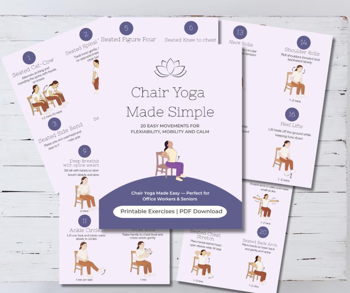 Chair Yoga Exercises | Printable Guide for Seniors & Office (PDF
