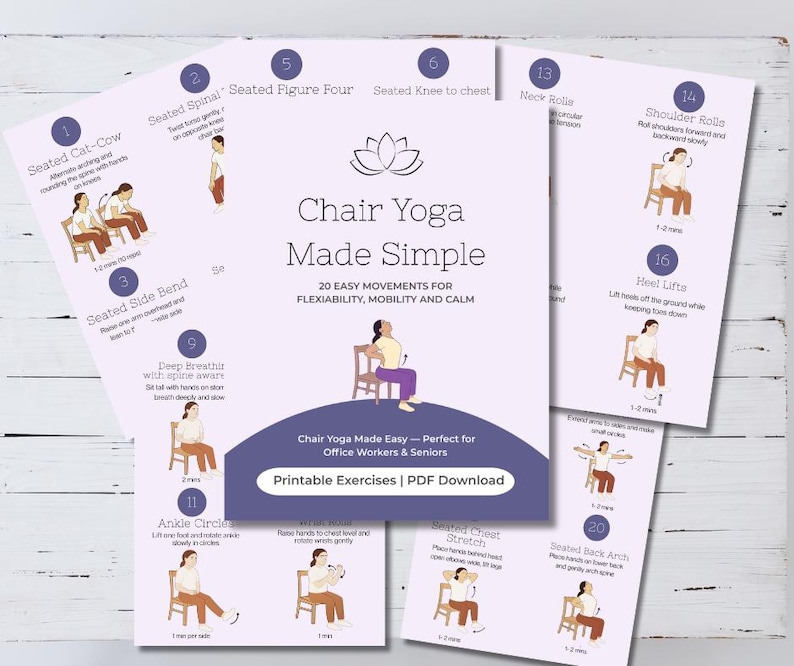 Chair Yoga Exercises | Printable Guide for Seniors & Office (PDF