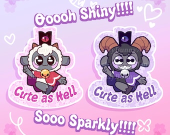 Baphomet Cute as Hell — Cult of the Lamb Inspired Holographic Vinyl Stickers