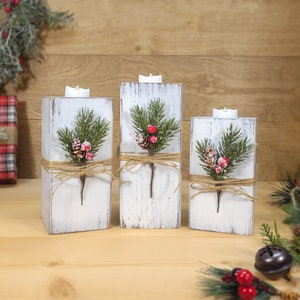 Christmas Candle Holders | Rustic Christmas Decor | Farmhouse Christmas Decor