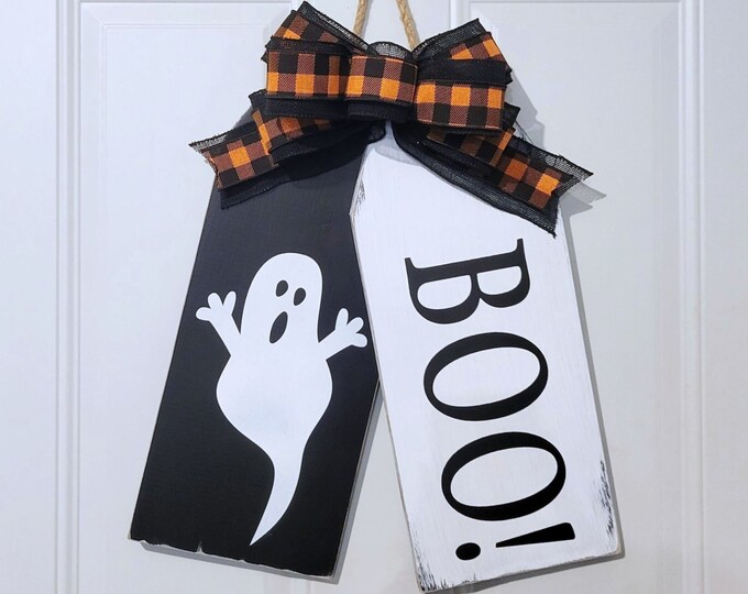 Boo Welcome Sign Door Tags for Front Door / Halloween Farmhouse Decor ...