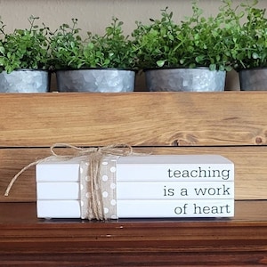Decorative Book Stack: Teacher Appreciation Gift, Rustic Farmhouse Decor