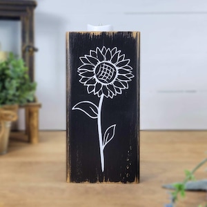 Sunflower Tea Light Candle Holder / Farmhouse Decor / Rustic Table, Fireplace Mantel, or Bookshelf Decor