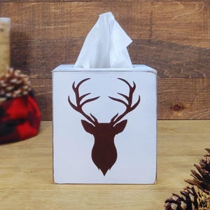 Rustic Deer Head Tissue Box Cover / Man Cave Gift for Hunter or Outdoors Lover