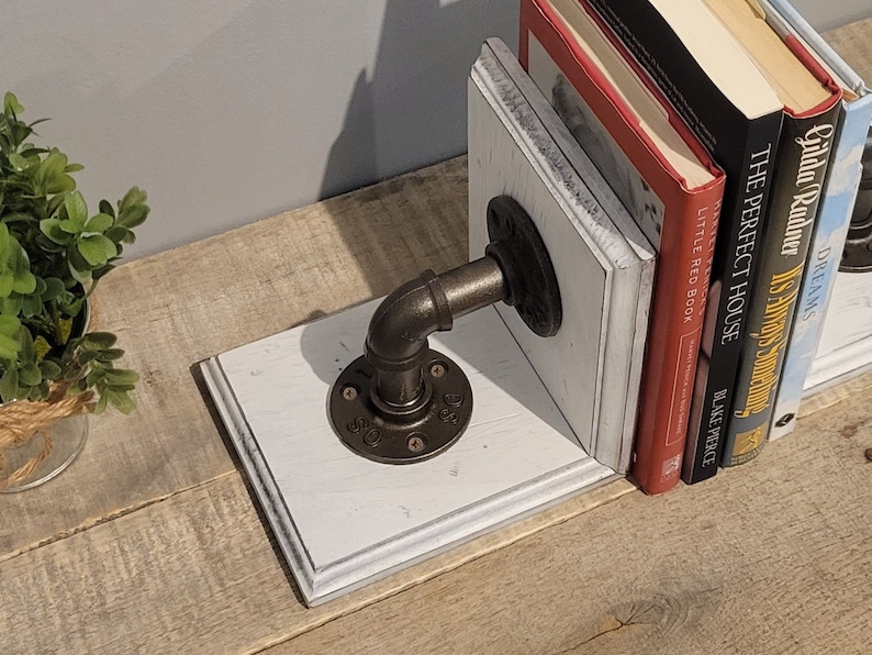 Cast Iron Pipe Bookends / Industrial Modern Farmhouse Decor / Unique