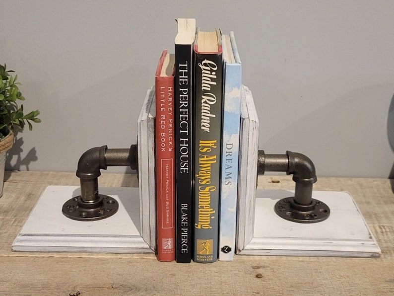 Cast Iron Pipe Bookends / Industrial Modern Farmhouse Decor / Unique