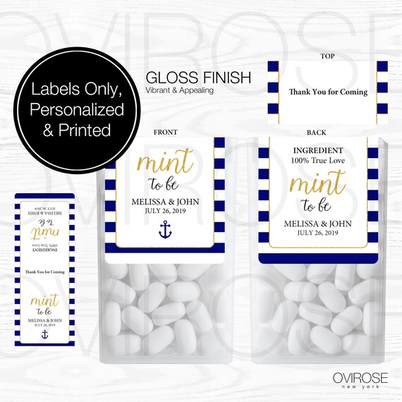 - heart color can change Weddings Bridal shower set of 24 printed labels Mint to be tic tac labels with heart - TIC789148