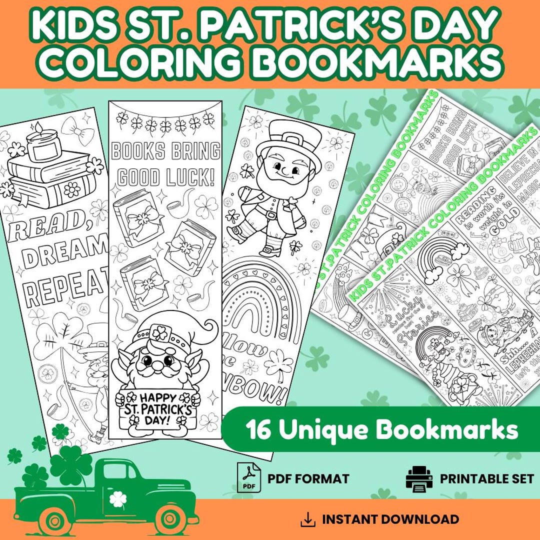 St.patrick's Day Coloring Bookmarks- Printable PDF | Fun DIY St.patrick ...