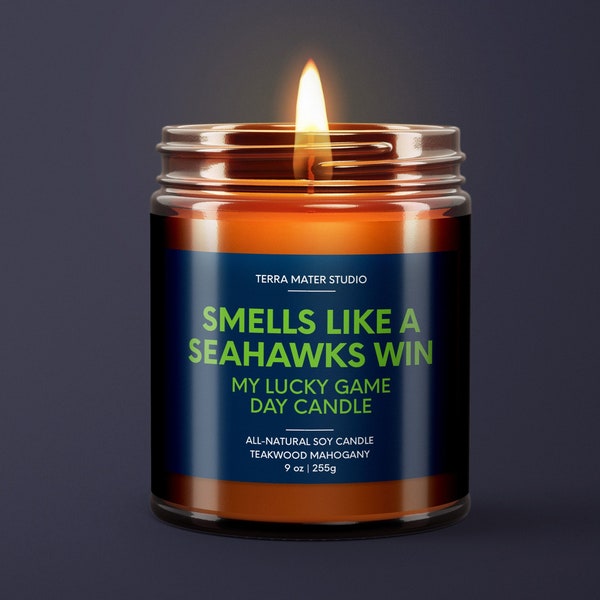 Smells Like A Seahawks Win Candle | Seattle Lucky Game Day Candle | Seahawks Fan Gift | NFL Gift | Unique Seahawks Gift | Seattle Candle