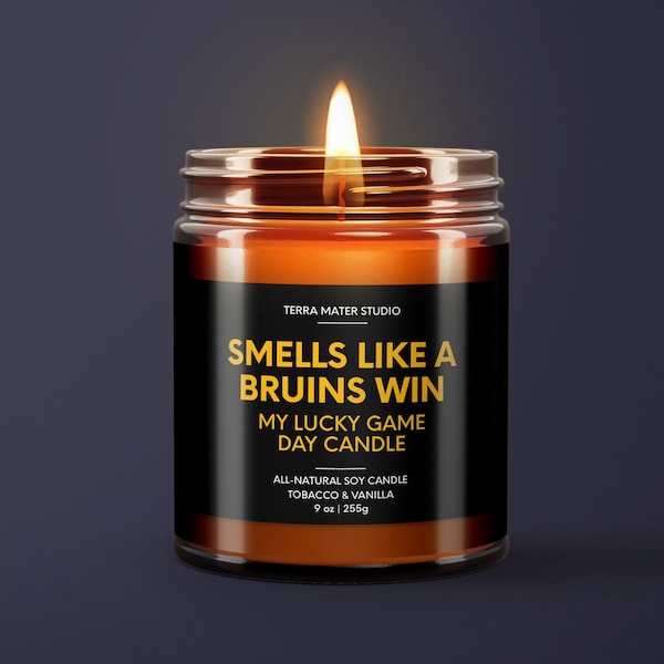 Smells Like A Bruins Win Candle | Boston Lucky Game Day Candle | Soy Wax Candle | Bruins Fan Gift | Boston Sport Themed Candle | NHL Bruins
