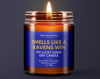 Smells Like A Ravens Win Candle | Baltimore Lucky Game Day Candle | Soy Candle | Unique Ravens Gift | NFL Ravens Gift | Sport Themed Candle