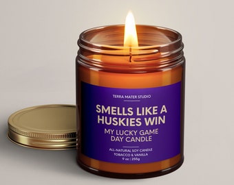 Smells Like A Huskies Win Candle | Washington Lucky Game Day Candle | Soy Candle | Unique Huskies Gift | Washington Game Day Decor