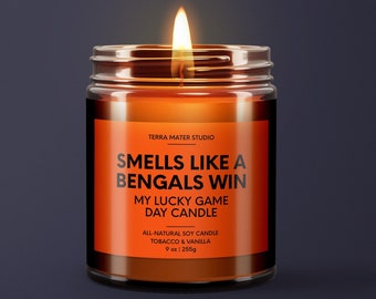 Smells Like A Bengals Win Candle | Cincinnati Lucky Game Day Candle | Soy Candle | Unique Bengals Gift | NFL Bengals Gift | Bengals Candle