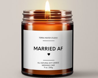 Married AF Soy Wax Candle | Wedding Gift For Couple | Wedding Gift For Bride | Wedding Day Gift Ideas | Wedding Candle