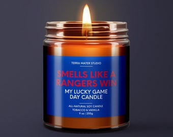 Smells Like A Rangers Win | New York Lucky Game Day Candle | Soy Candle  | NHL Rangers Gift | Rangers Game Day Decor | New York Gifts