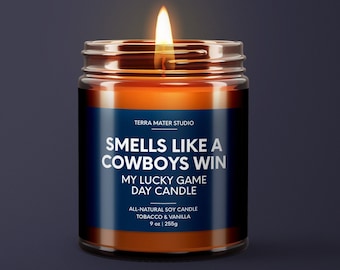 Smells Like A Cowboys Win Candle | Dallas Lucky Game Day Kerze | Sojakerze | Cowboys Fan Geschenk | NFL Geschenk | Cowboys Spieltag Dekor | Dallas