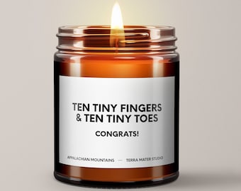 Ten Tiny Fingers & Ten Tiny Toes Soy Wax Candle | New Baby Gift | Baby Announcement Gift | New Mom Gift | Baby Shower Gift | Pregnancy Gift