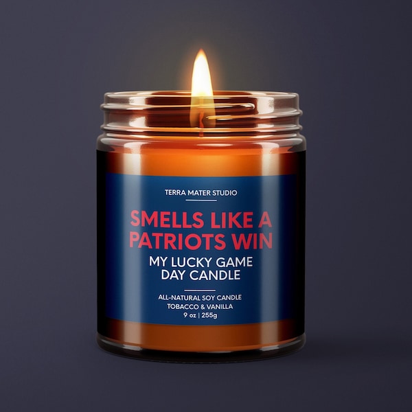 Smells Like A Patriots Win Candle | New England Lucky Game Day Candle | Soy Candle | Patriots Gift | NFL Gift | New England Game Day Decor