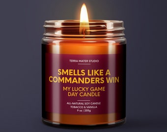 Smells Like A Commanders Win | Washington Lucky Game Day Kerze | 100% Sojawachs Kerze | Kommandanten Fan Geschenk | Washington Sport | NFL Geschenk