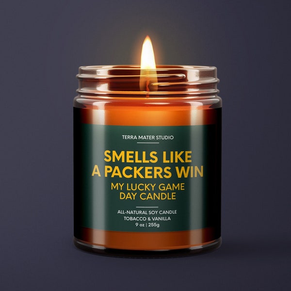 Smells Like A Packers Win Candle | Green Bay Lucky Game Day Candle | Soy Candle | Packers Fan Gift | NFL Packers Gift | Packers Decor