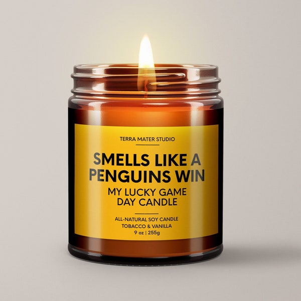 Smells Like A Penguins Win | Pittsburgh Lucky Game Day Candle | Soy Candle  | Unique NHL Penguins Gift | Pittsburgh Game Day Decor