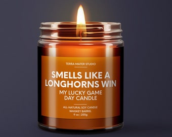 Smells Like A Longhorns Win | Texas Lucky Game Day Candle | Soy Candle | Longhorns Gift | Texas College Football Decor | Longhorns Candle