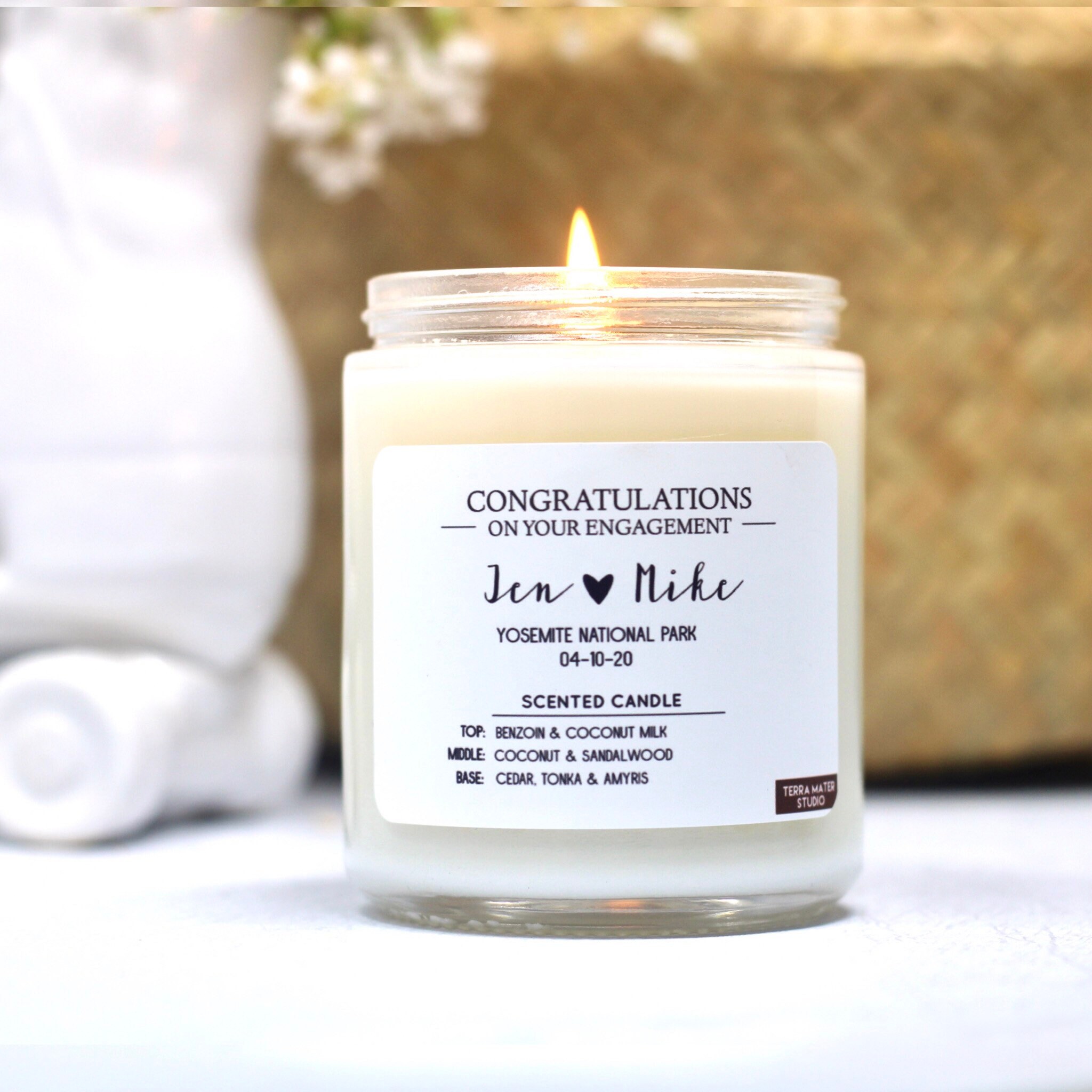 Engagement Gift Candle Personalized Engagement Gift Gift Etsy