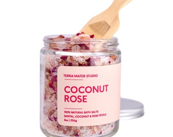 Coconut Rose | Botanical Bath Salts | Soothing & Relaxing | Herbal Bath Salts | 8 oz