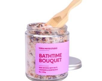 Bathtime Bouquet | Botanical Bath Salts | Soothing & Relaxing | Herbal Bath Salts | 8 oz