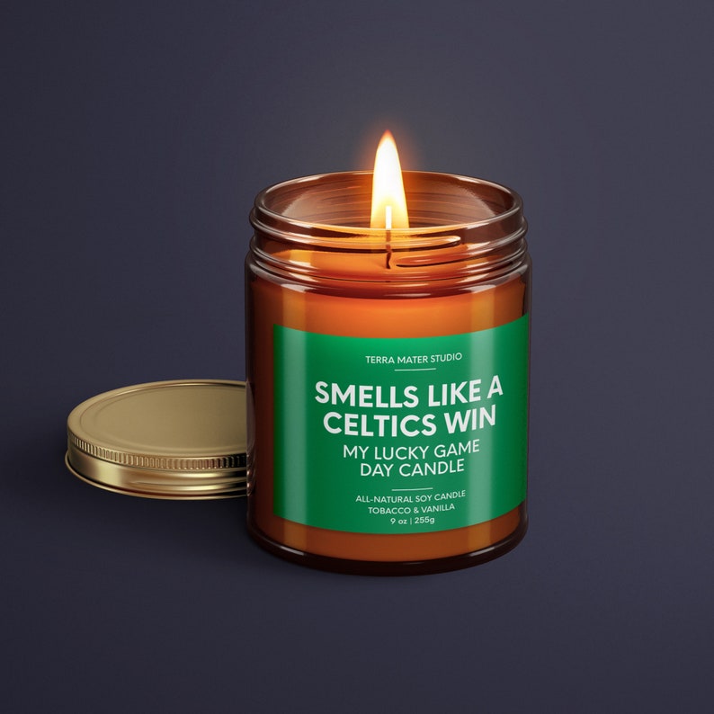 Smells Like A Celtics Win Candle Boston Lucky Game Day Candle Soy Candle NBA Celtics Gift Boston Game Day Decor Celtics Fan Gift image 2