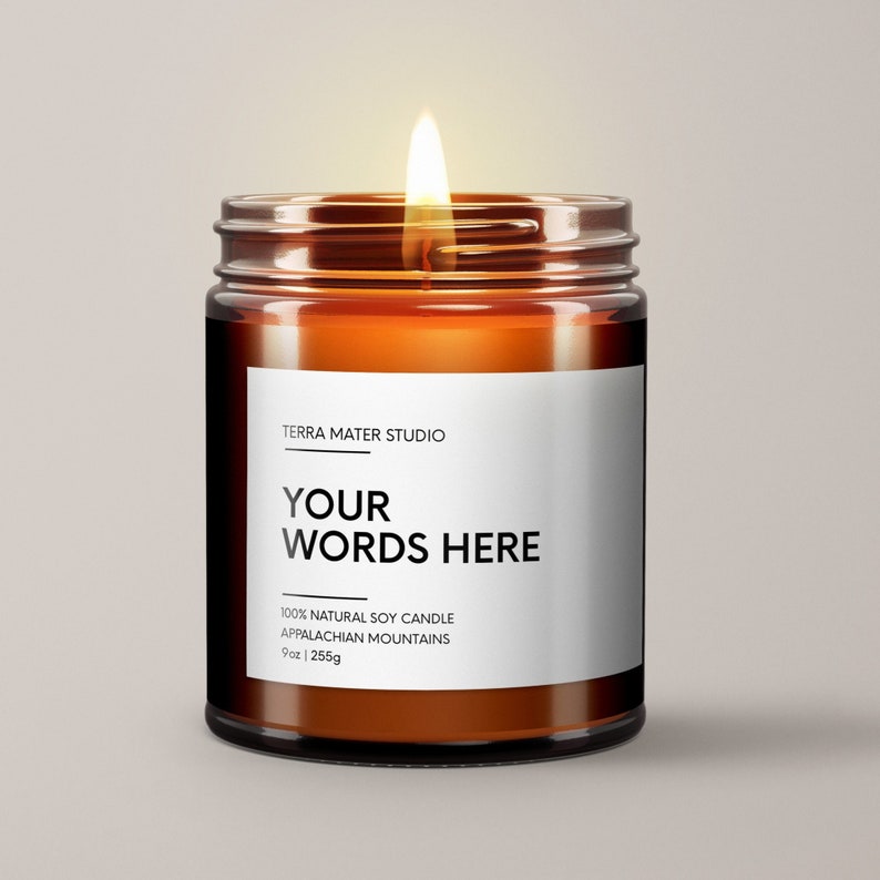 Custom Candle Soy Wax Candle Personalized Candle With Message Choose Your Own Words Personalized Candle Label Quote Candle image 1