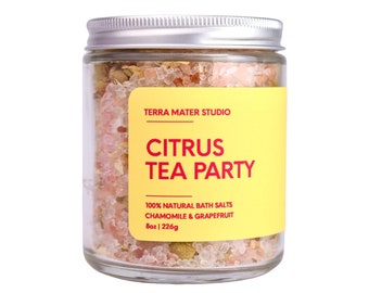 Botanical Bath Salts | Citrus Tea Party  | Soothing & Relaxing | Herbal Bath Salts | 9 Oz