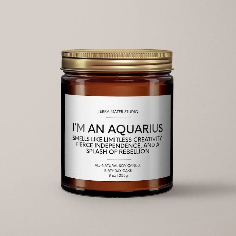 Aquarius Candle Aquarius Birthday Gift Soy Wax Candle Funny Gift For Aquarius Horoscope Candle Zodiac Gifts 9 oz image 4