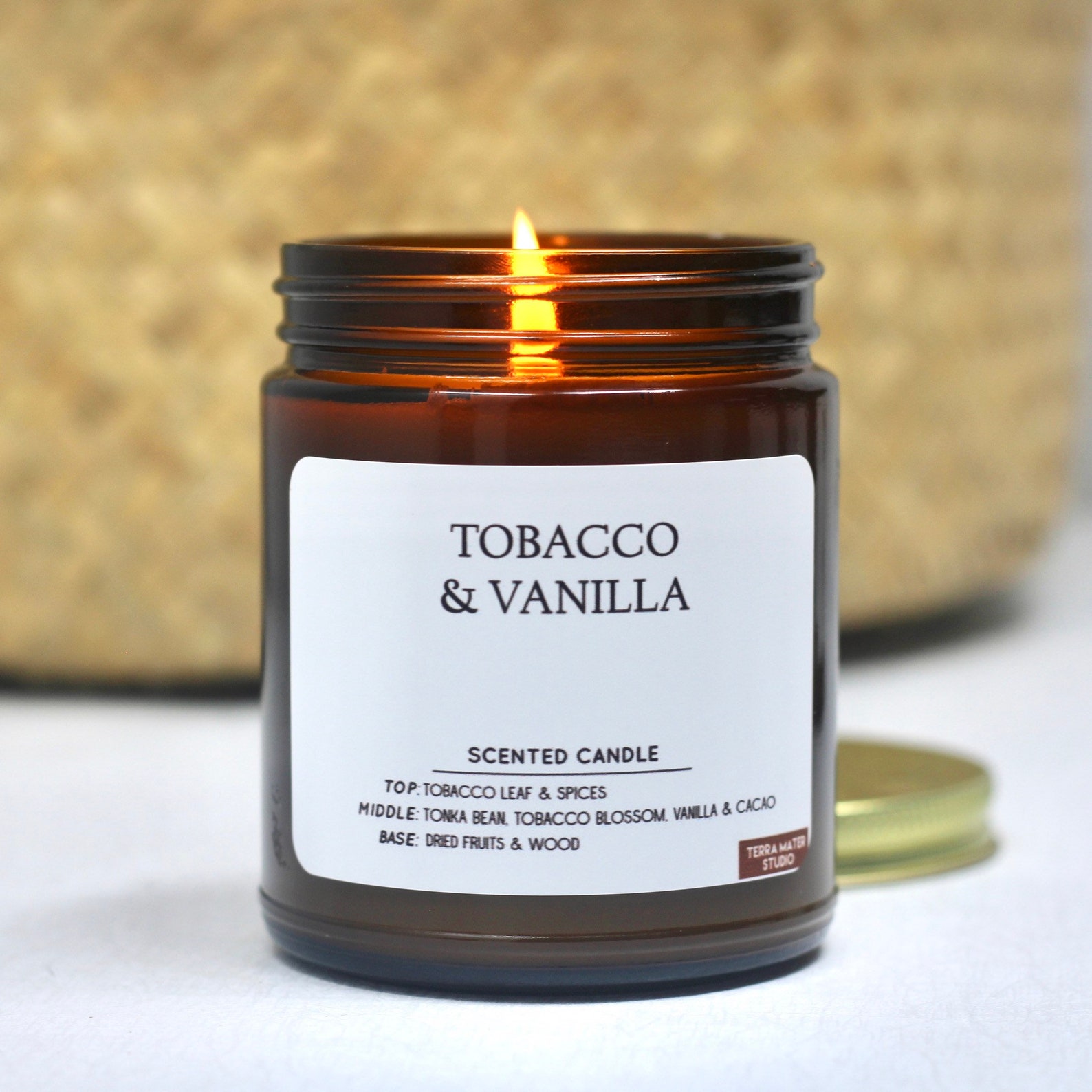 Tobacco & Vanilla Soy Candle Scented Candles Vegan Etsy