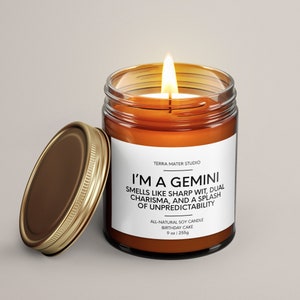 Gemini Candle Gemini Birthday Gift Soy Wax Candle Funny Gift For Gemini Horoscope Candle Zodiac Gifts image 3