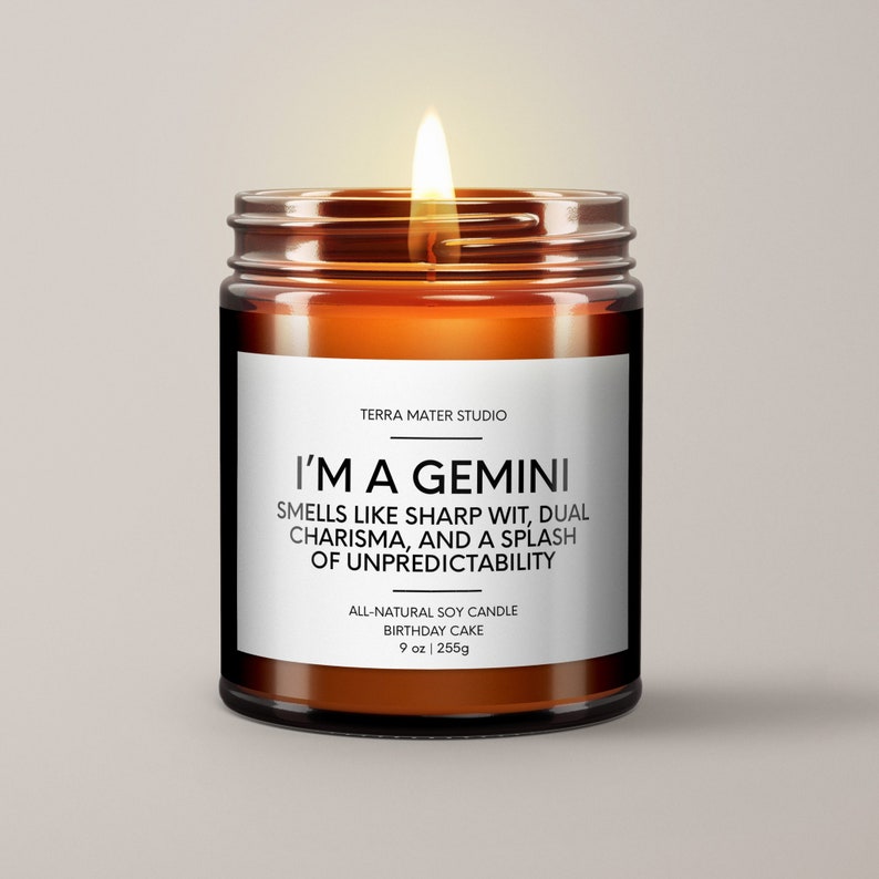 Gemini Candle Gemini Birthday Gift Soy Wax Candle Funny Gift For Gemini Horoscope Candle Zodiac Gifts image 2