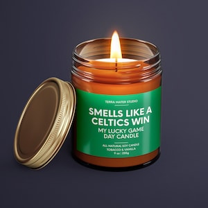 Smells Like A Celtics Win Candle Boston Lucky Game Day Candle Soy Candle NBA Celtics Gift Boston Game Day Decor Celtics Fan Gift image 3