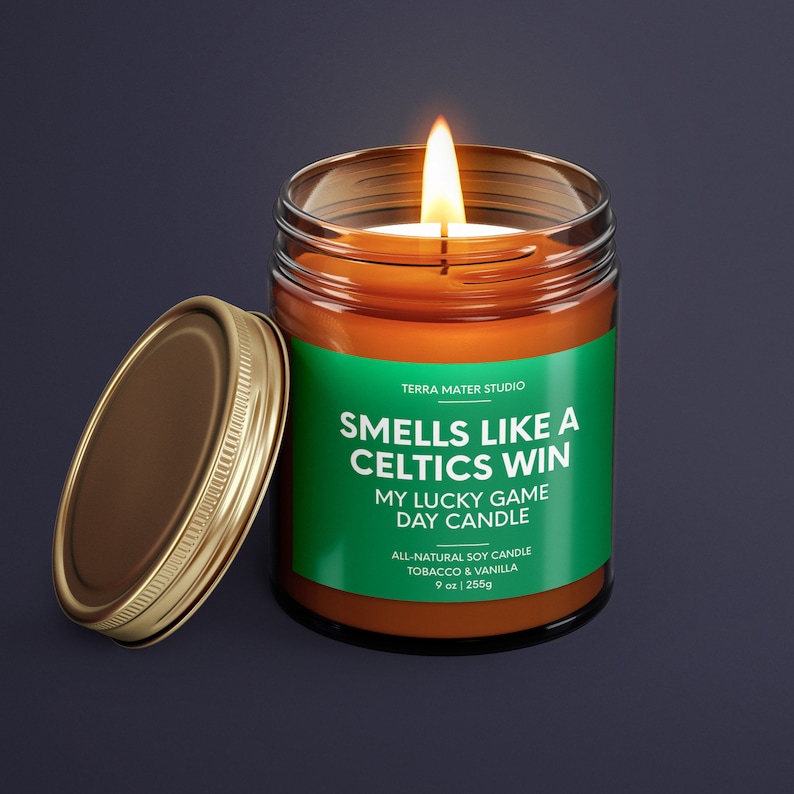 Smells Like A Celtics Win Candle Boston Lucky Game Day Candle Soy Candle NBA Celtics Gift Boston Game Day Decor Celtics Fan Gift image 3