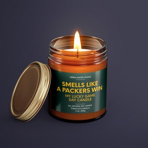 Smells Like A Packers Win Candle Green Bay Lucky Game Day Candle Soy Candle Packers Fan Gift NFL Packers Gift Packers Decor image 3