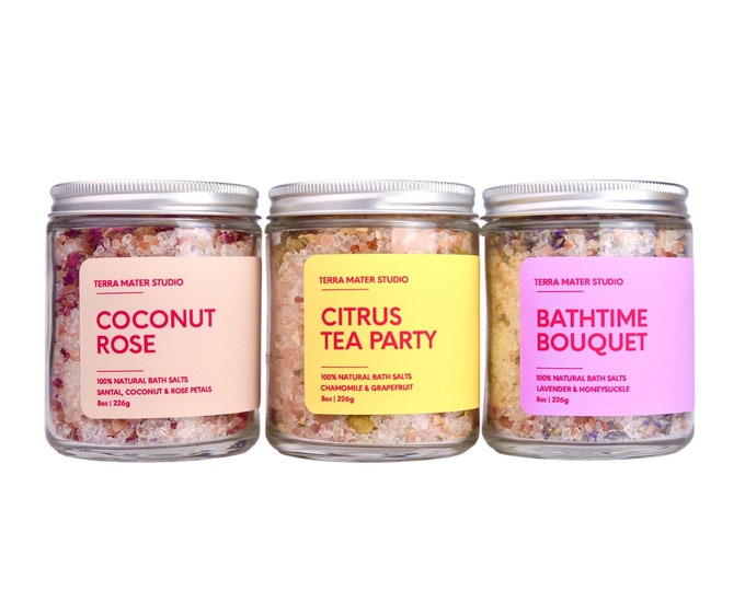Botanical Bath Salts | Soothing & Relaxing | Herbal Bath Salts | 8oz