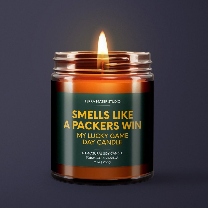 Smells Like A Packers Win Candle Green Bay Lucky Game Day Candle Soy Candle Packers Fan Gift NFL Packers Gift Packers Decor image 1