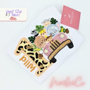 Meisjes Wild One 1e verjaardag, 1e verjaardag safaridieren, Wild One, jungledieren 1e verjaardag shirt, 1e verjaardag Wild One thema 1e