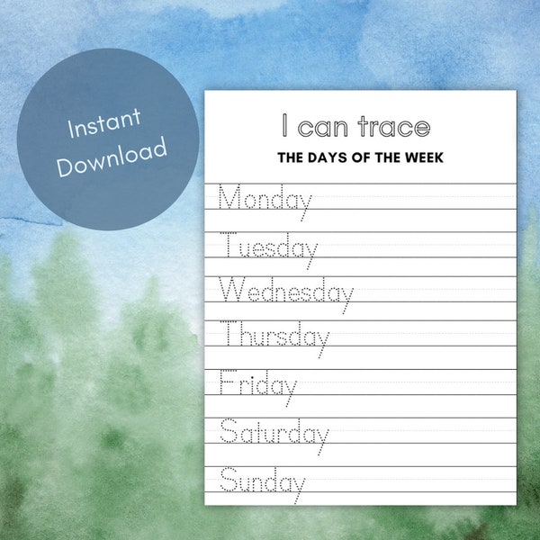 Days of the Week Printing Practice - Upper-Case - Lower-Case - Learning Resources