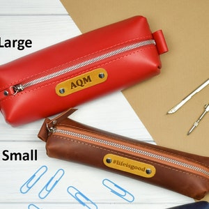 Personalized Leather pencil case/Pencil pouch/Leather zipper pouch/PERSONALIZED image 2