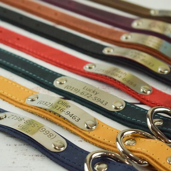 Dog leather collar, collar personalized, leather dog collar