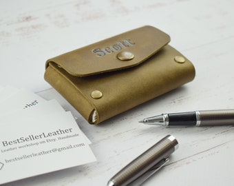 Minimalist leather wallet/Leather credit card holder