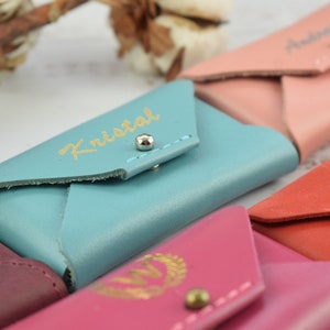 Leather business card holder/PERSONALIZED business card case/Credit card holder wallet/13 colors/Genuine leather image 9