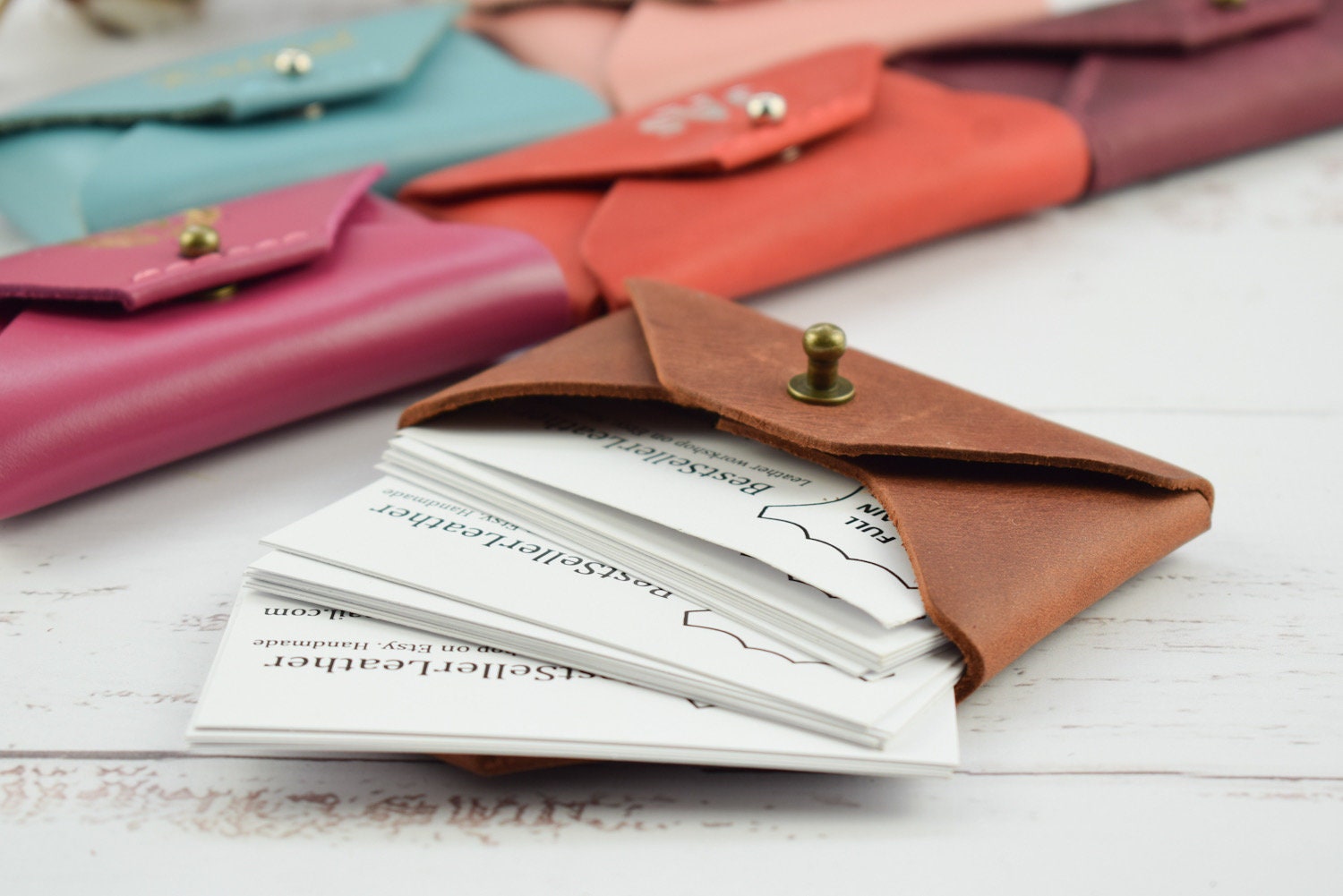 Leather business card holder/PERSONALIZED business card case/Credit c…