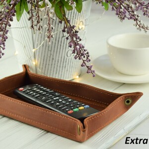 Personalized Leather tray/Dice tray/Catch all tray/Tray for remote image 2