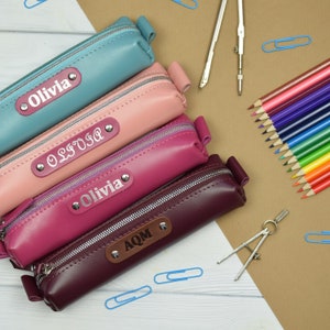 Personalized Leather pencil case/Pencil pouch/Leather zipper pouch/PERSONALIZED image 7